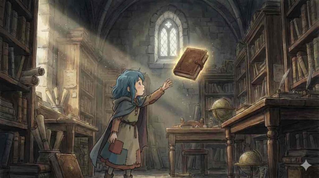 本好きの下剋上1話考察、本に手を伸ばすマインをイメージしたアイキャッチ画像